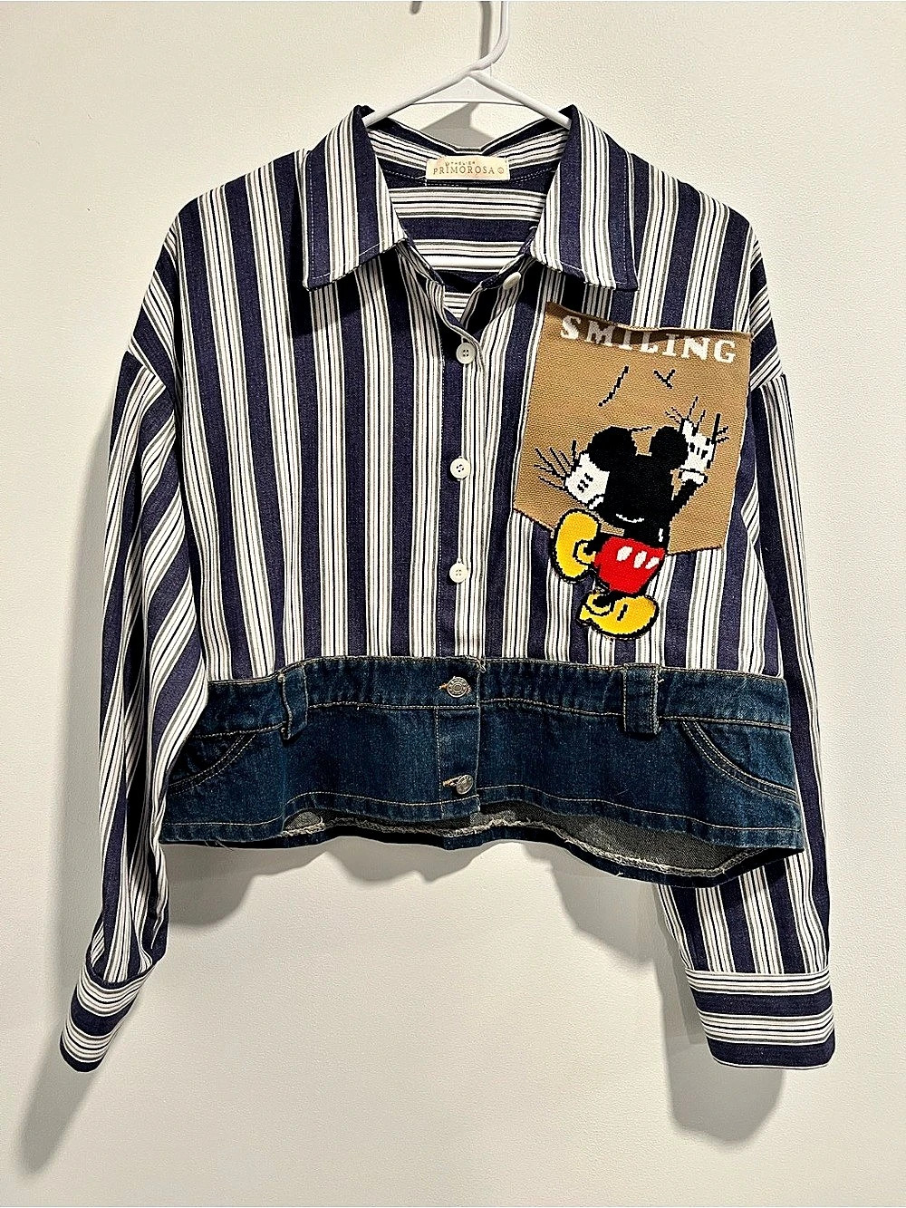 Atelier Primorosa Striped Denim Cropped Jacket